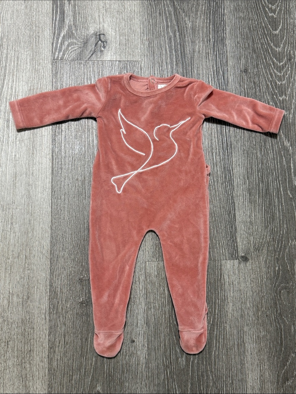 Cozy Dusty Rose Footed One-Piece with Bird Outline - Kids